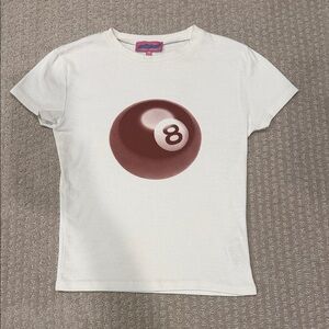 Edikted White Tee with Red Graphic 8 Ball